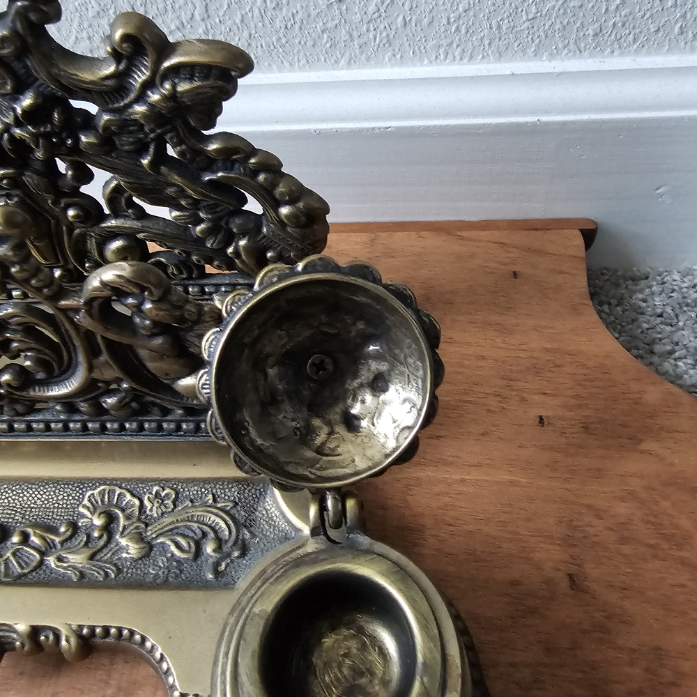 Ornate Brass Inkwell Set - Picture 5 of 7